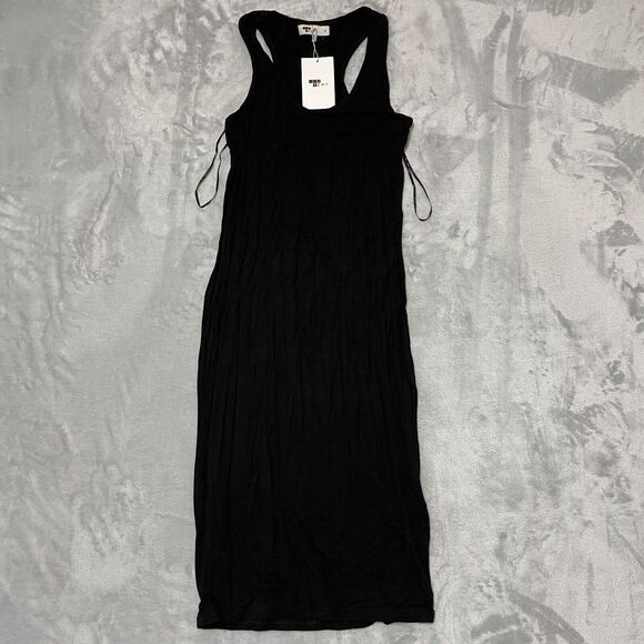 TEMT Dress Small Black Sleeveless U Neck Full Length Solid Rayon Stretch NEW - Picture 1 of 6